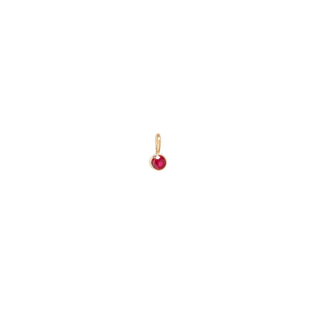 Zoe Chicco gold charm with ruby, front view