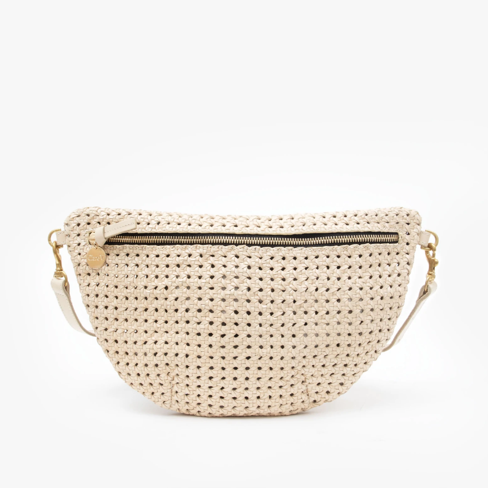 Clare V. cream fanny pack, front view