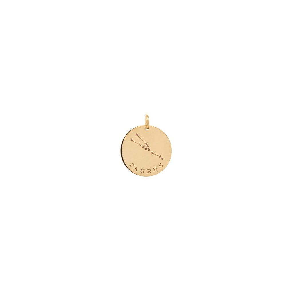 Zoe Chicco gold taurus constellation charm, front view