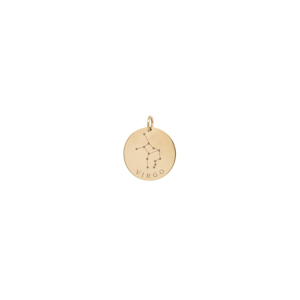 Zoe Chicco gold virgo constellation charm, front view