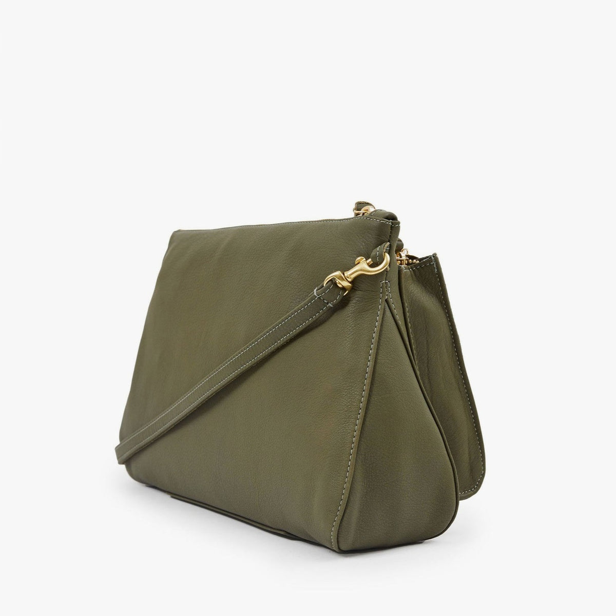 Clare V, Bags, Clare V Gosee Clutch Green Leather Suede Crossbody Purse  Bag