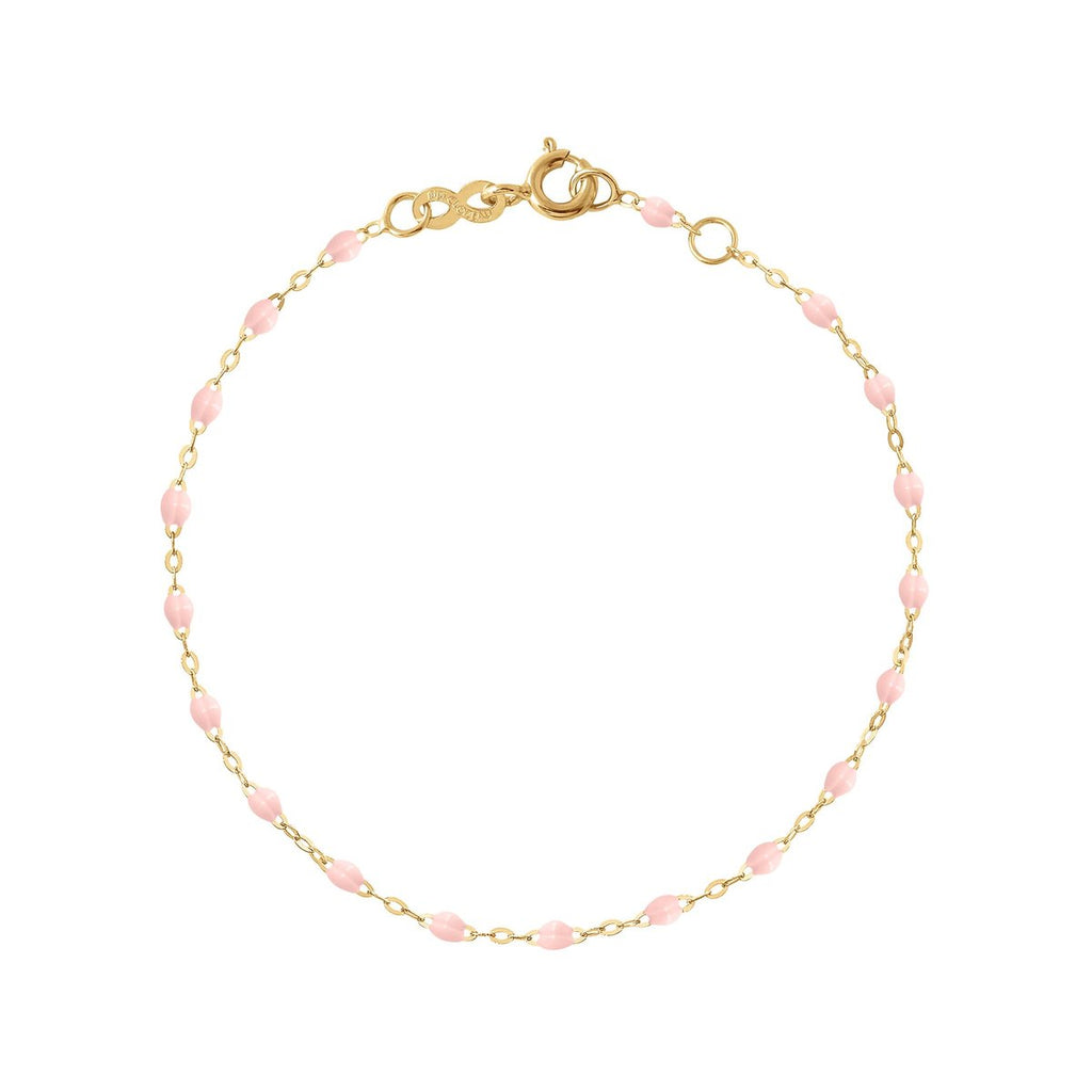 Gigi Clozeau light pink and gold beaded bracelet, top view