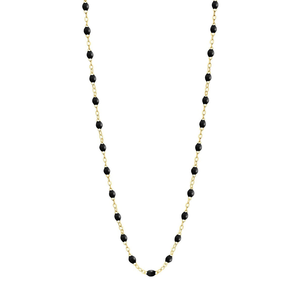 Gigi Clozeau black and gold beaded necklace, front view