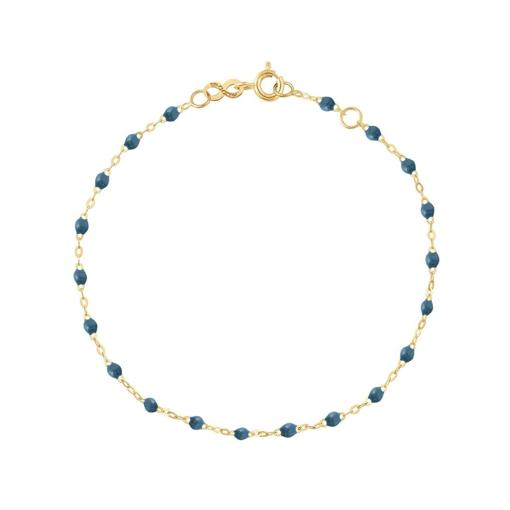 Gigi Clozeau blue and gold beaded bracelet, top view