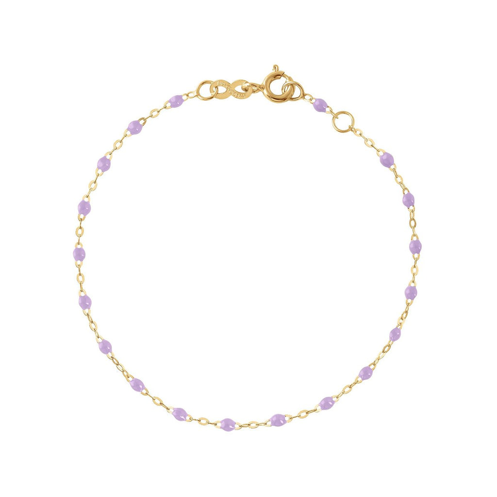 Gigi Clozeau light purple and gold beaded bracelet, top view