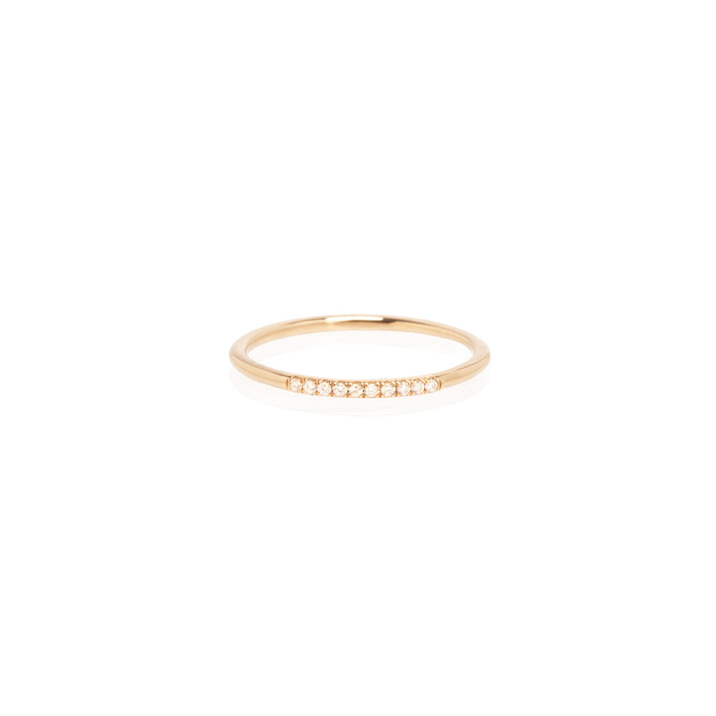 Zoe Chicco gold ring with 10 pave diamonds, front view