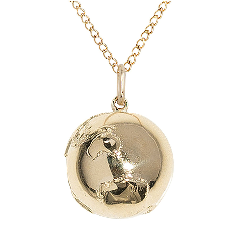 Zahava gold globe pendant necklace with diamond, front view