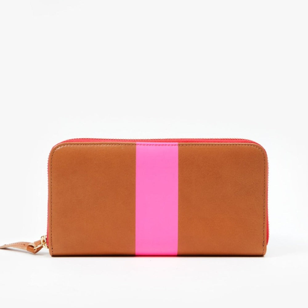 Clare V, Bags, New Clare V Petit Zip Wallet Neon Pink Stripe Leather