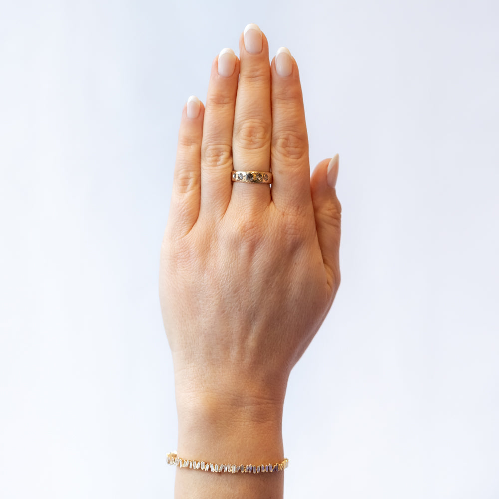 Salt and Pepper Diamond Quintet Ring