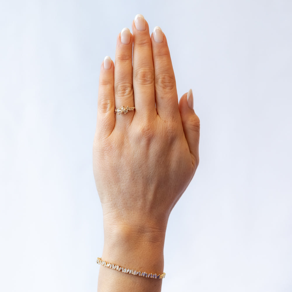 Ruth Tomlinson | Asymmetric Tapering Antique Diamond Cluster Ring