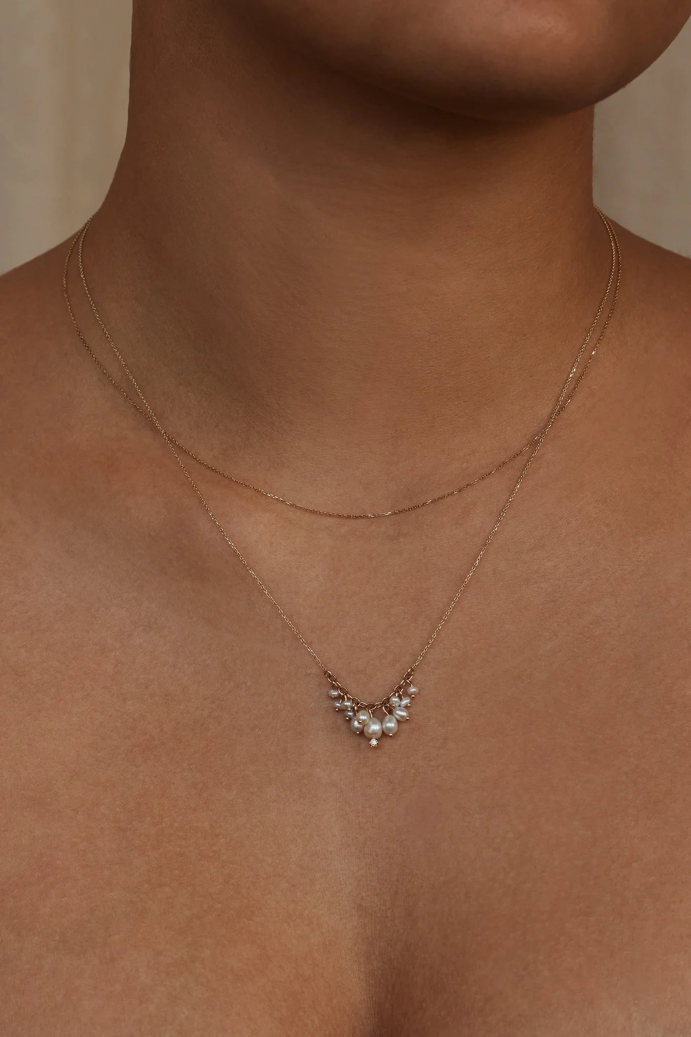 Wwake | Shadow Diamond and Pearl Necklace