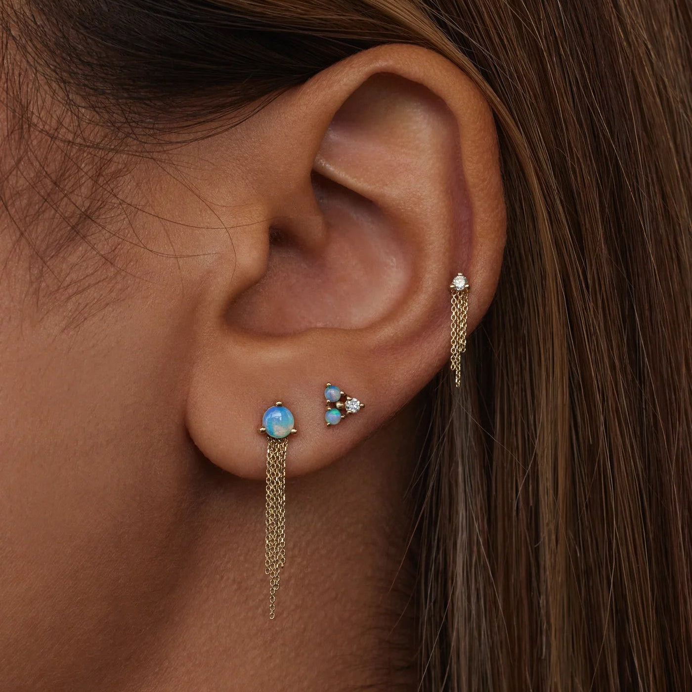 Opal Haze Fringe Stud Earring (Single)