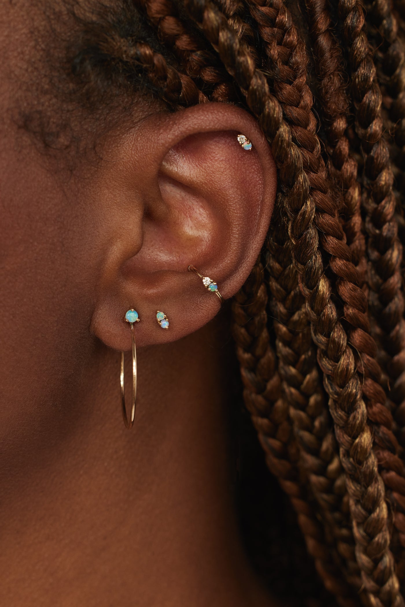 Wwake | Large Opal Stud Hoop Earrings
