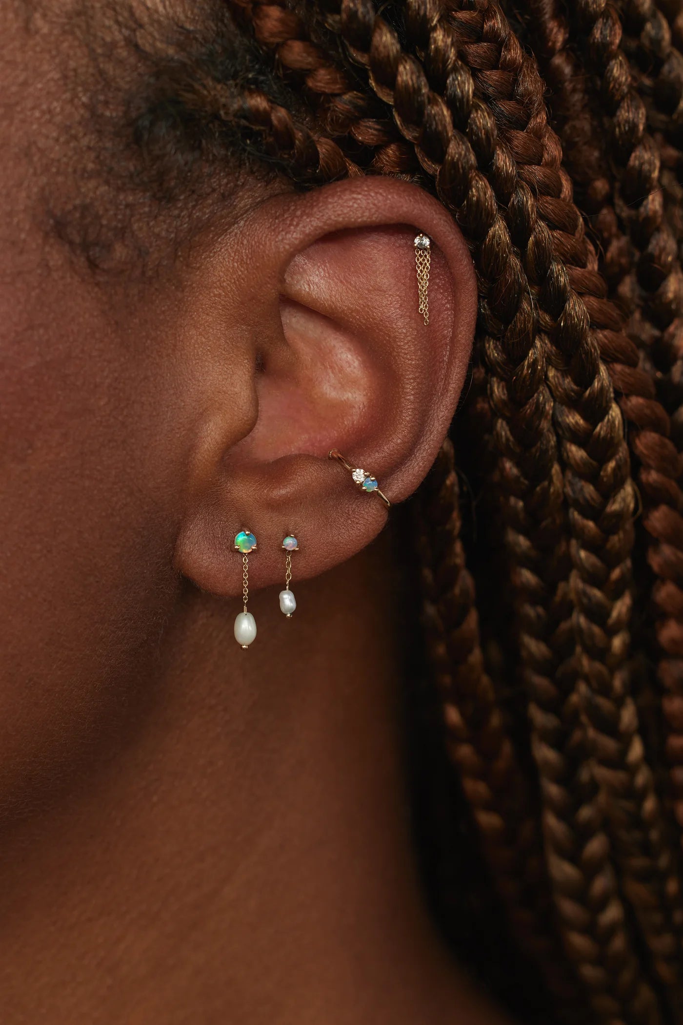 Wwake | Large Opal and Pearl Shower Earrings