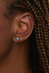 Wwake | Small Opal Lattice Stud Earrings