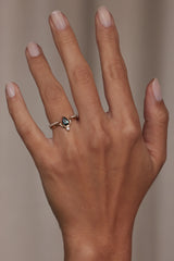 Wwake | Medium Pear Cut Teal Sapphire and Diamond Nestled Ring