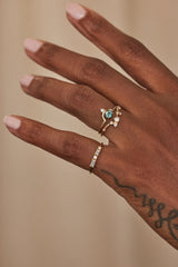 Wwake | Small Round Emerald and Diamond Nestled Ring