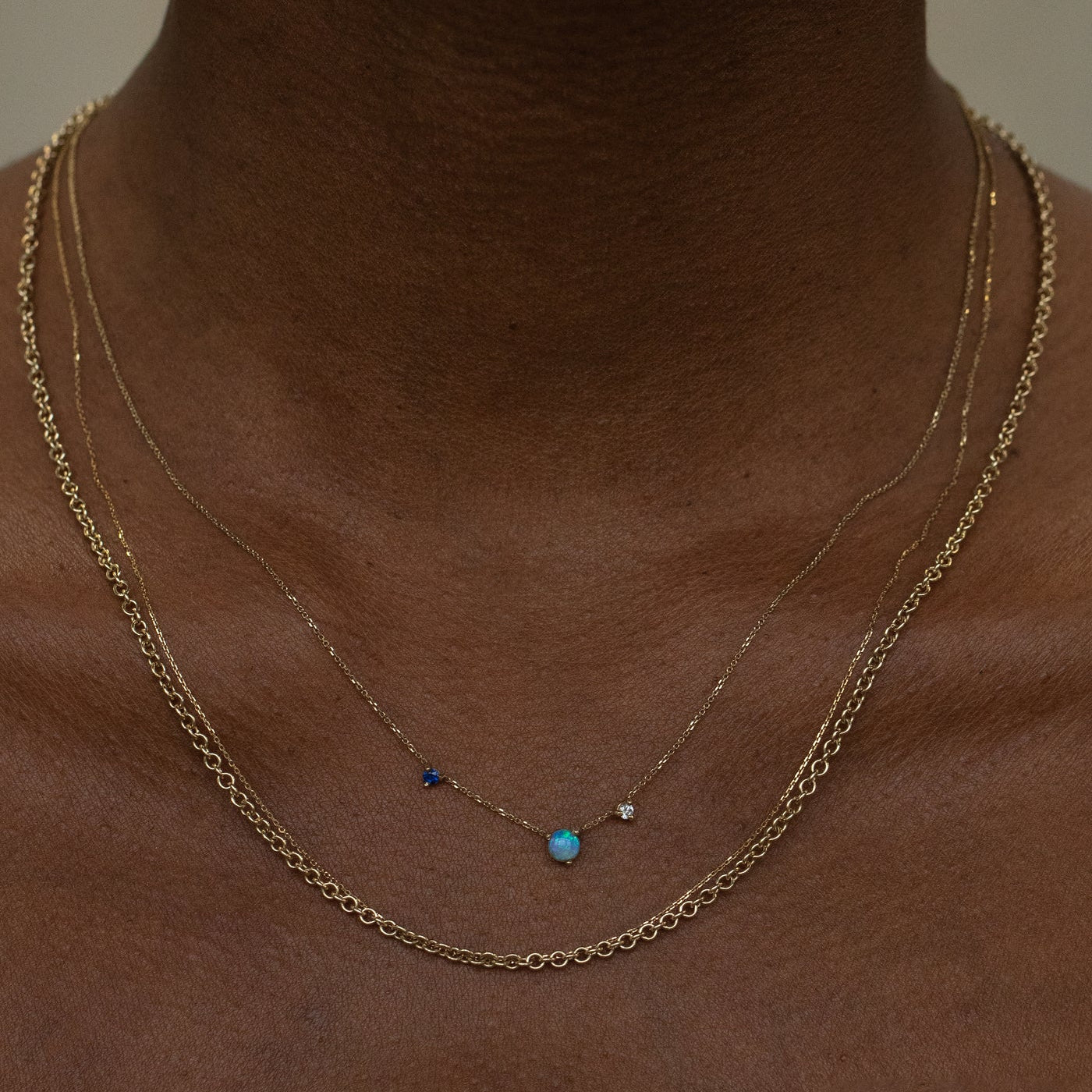 Opal and Diamond Three-Step Necklace