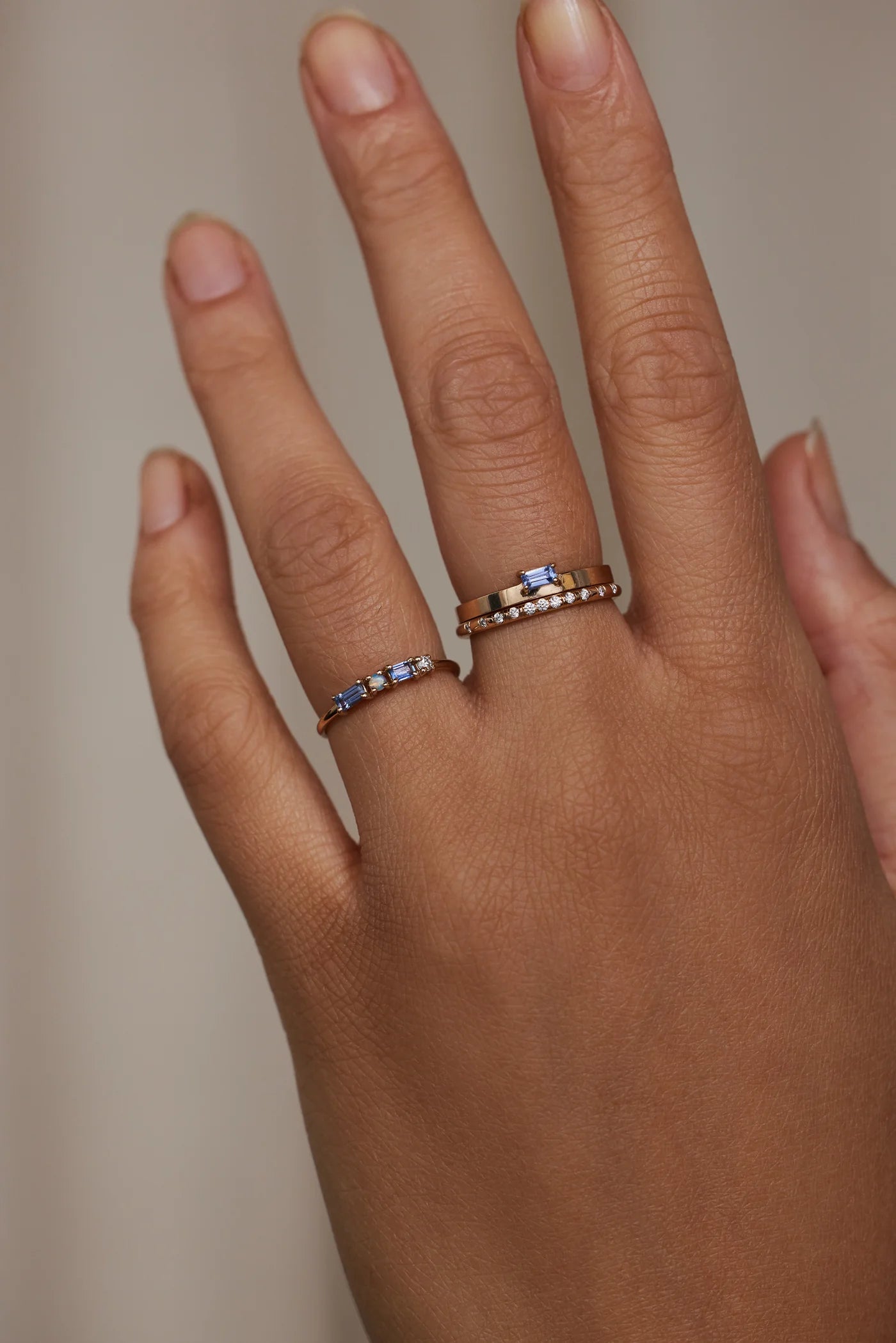 Wwake | Sapphire, Diamond and Opal Pillar Ring