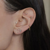 Wwake | Diamond Octagon Frame Stud Earring (Single)