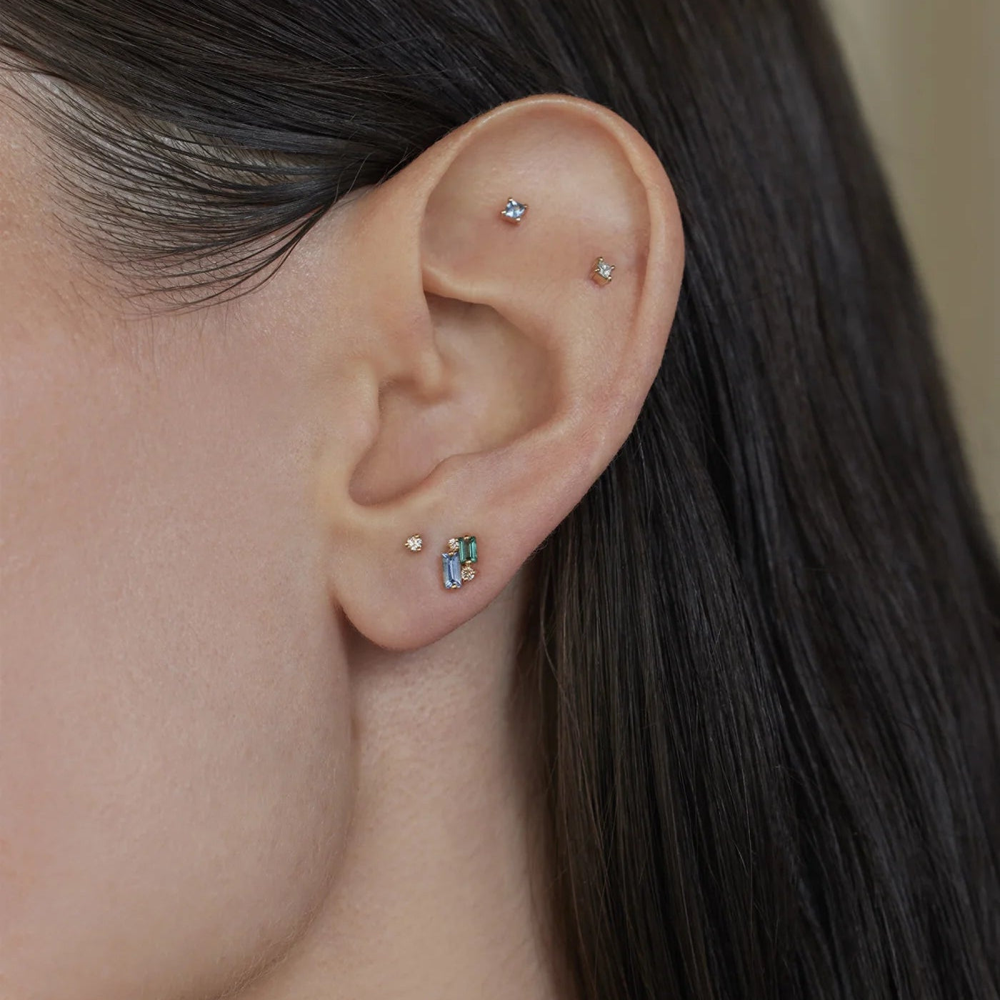 Sapphire, Tourmaline and Diamond Bevy Stud Earrings