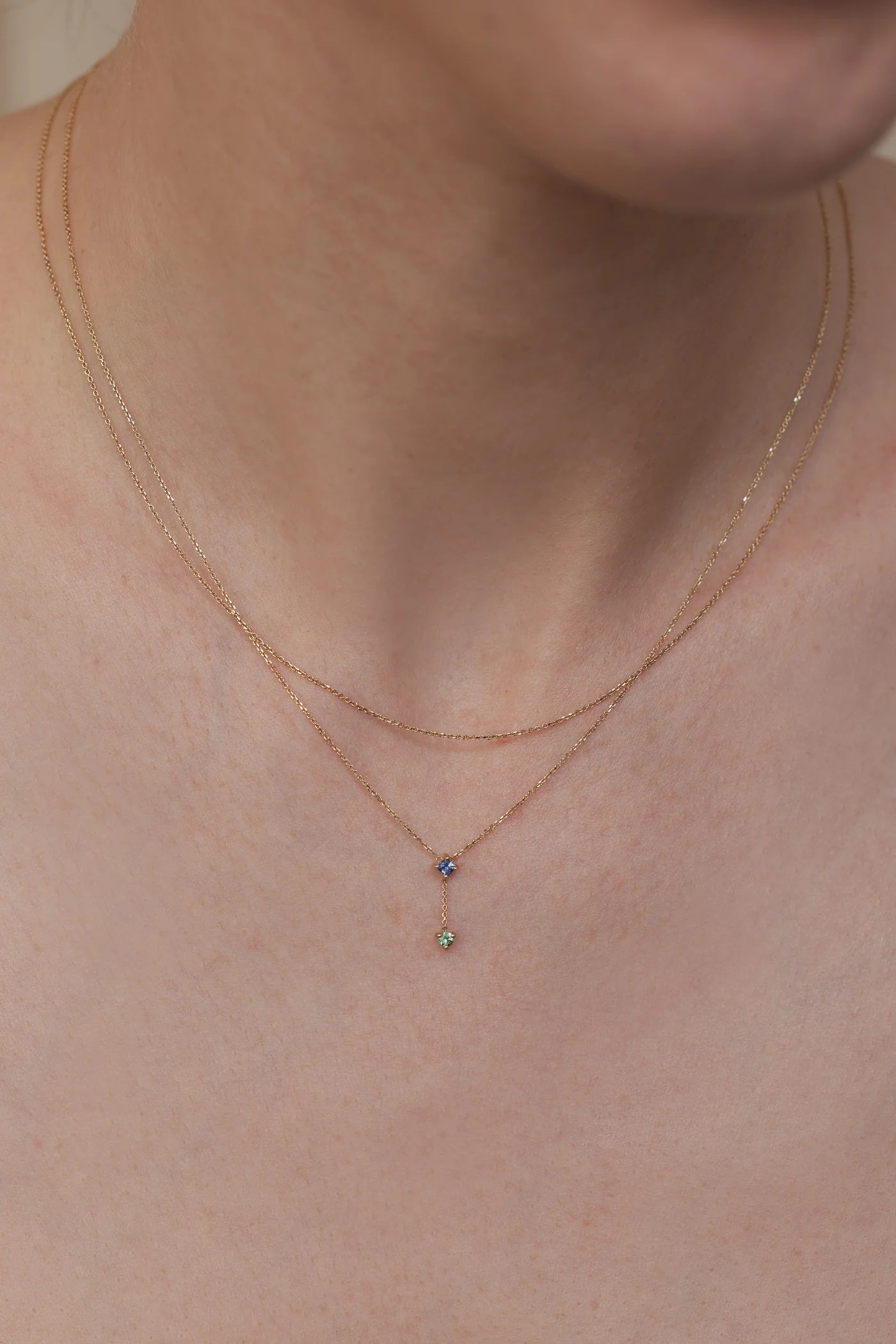 Wwake | Fancy Sapphire and Tourmaline Two Step Necklace