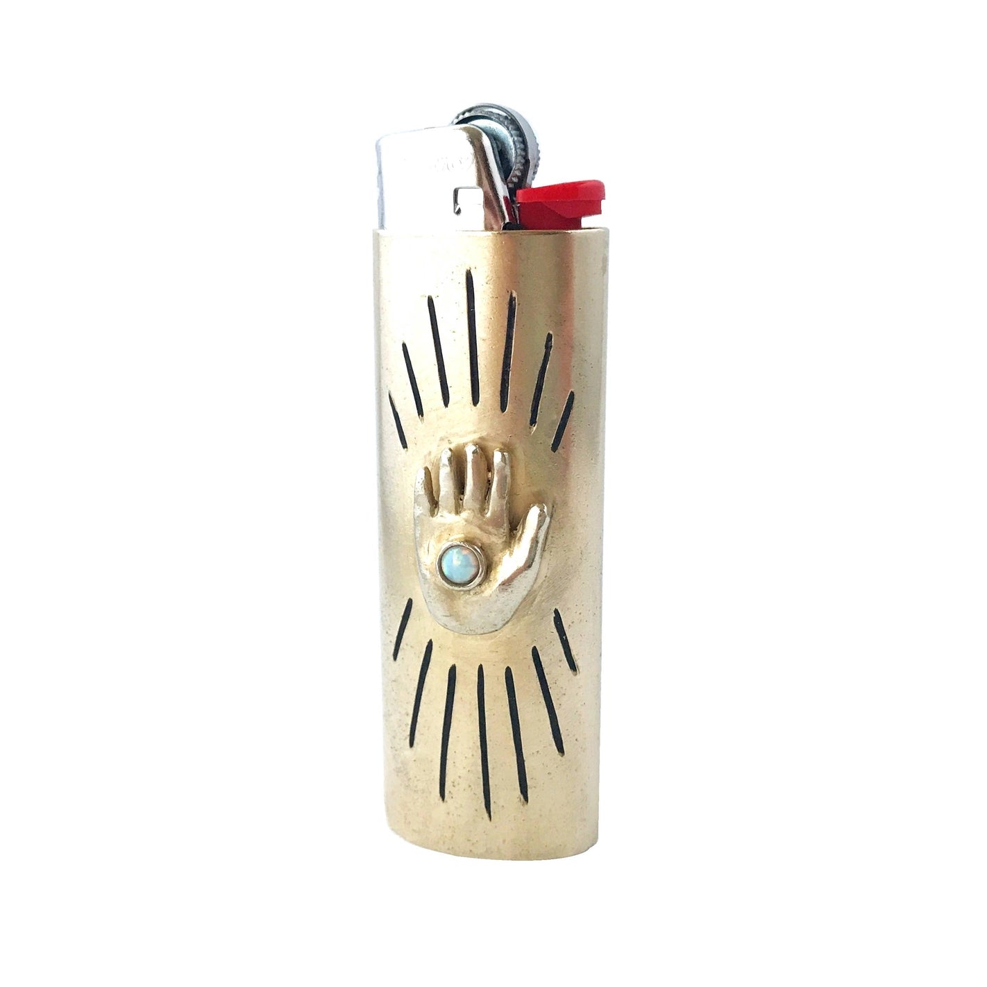 Therese Kuempel | Handmade Brass and Gemstone Lighter Case, Giver