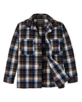 Wool Jac-Shirt, Brown and Light Blue Multi Plaid