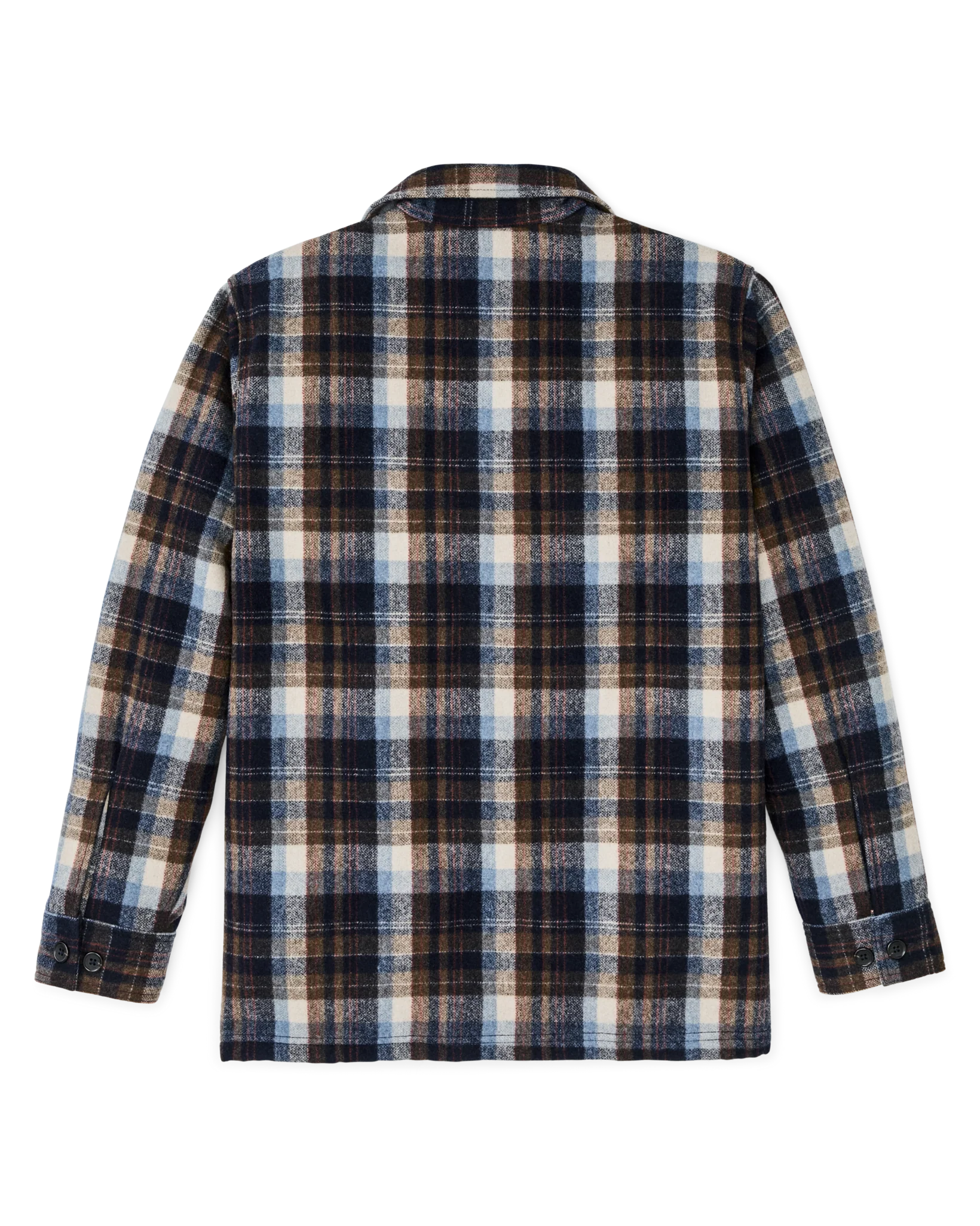 Wool Jac-Shirt, Brown and Light Blue Multi Plaid