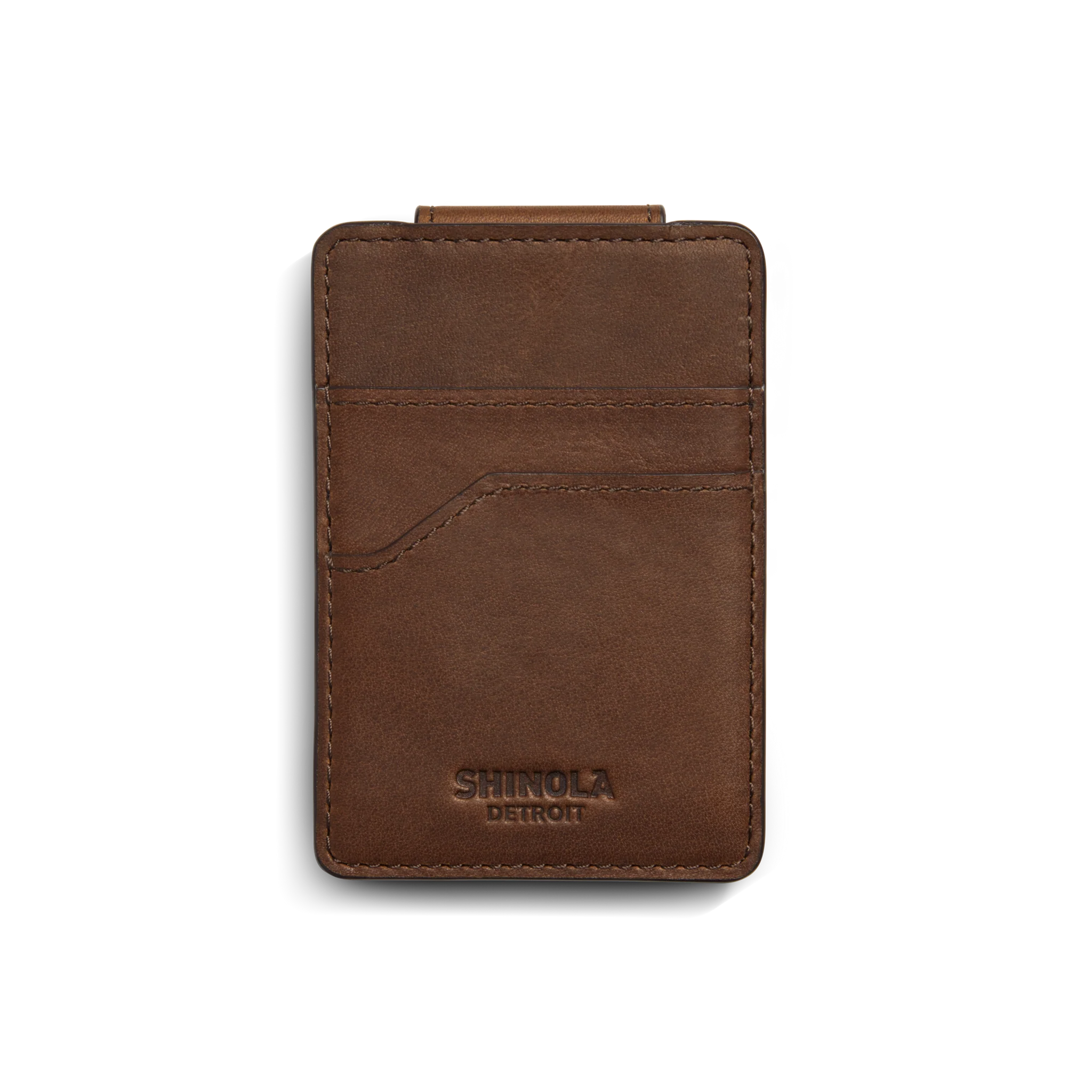 Shinola | Magnetic Money Clip Card Wallet, Medium Brown
