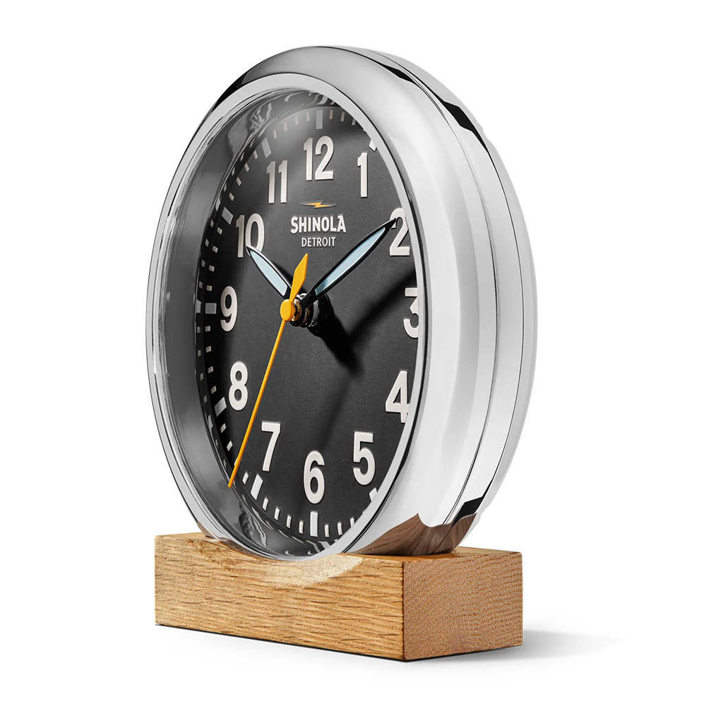 Runwell 6" Desk Clock, Black / Chrome