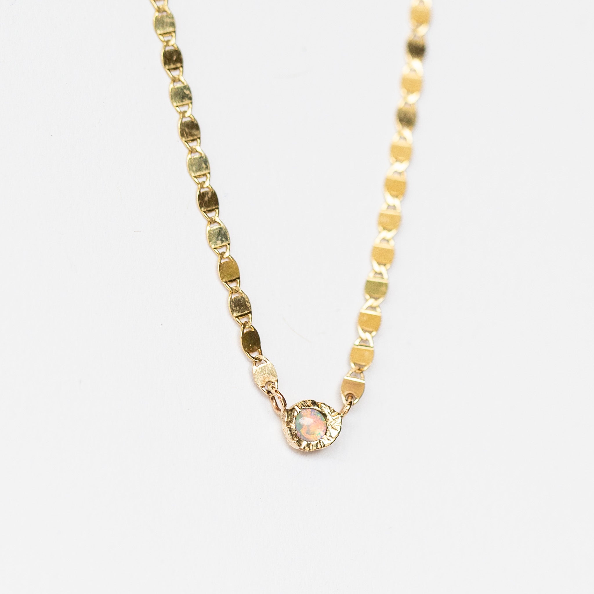 Spark Disc Necklace, Opal