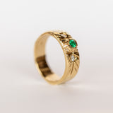 Warrior Light Band with Emerald and Diamonds