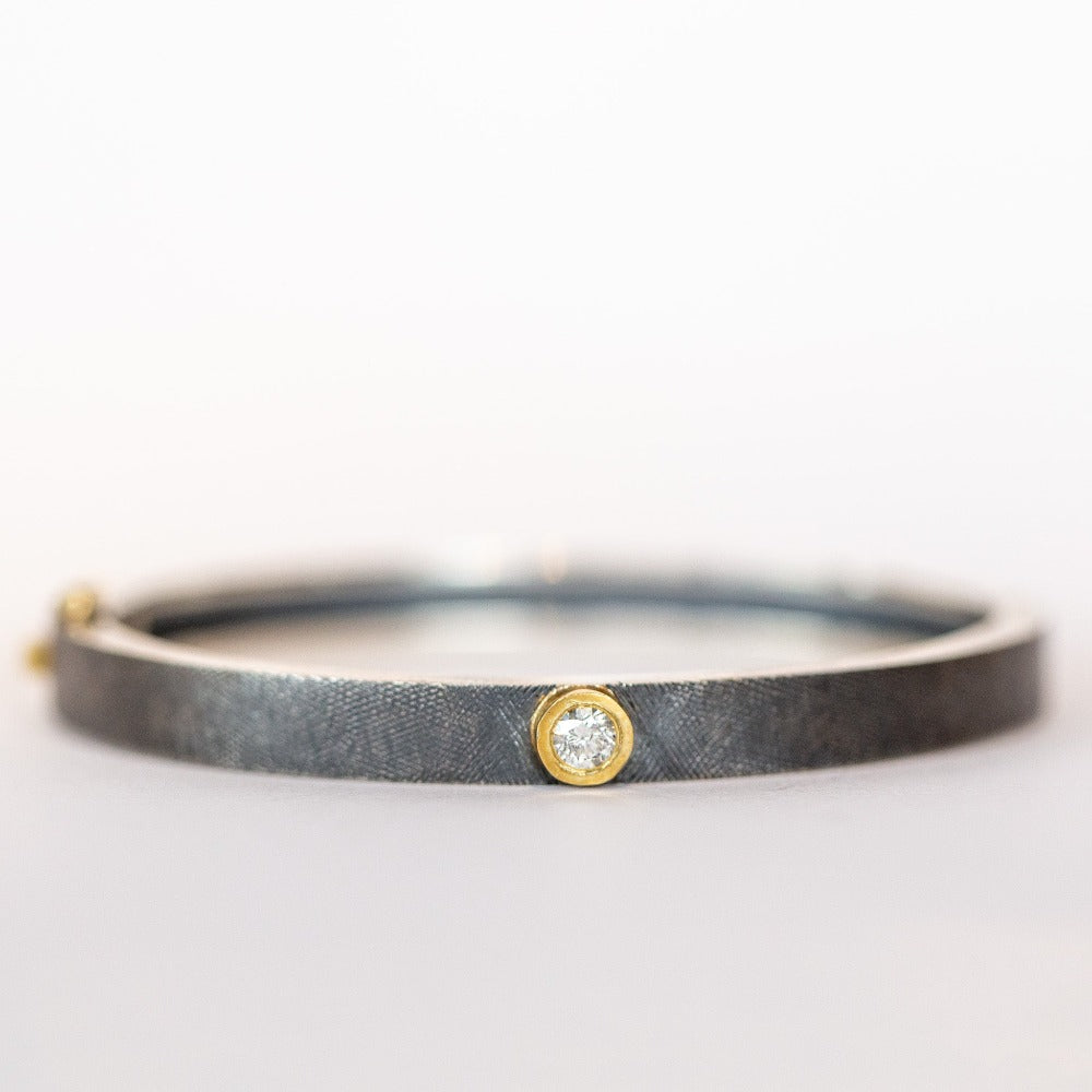 Junia 6mm Silver and Diamond Bangle