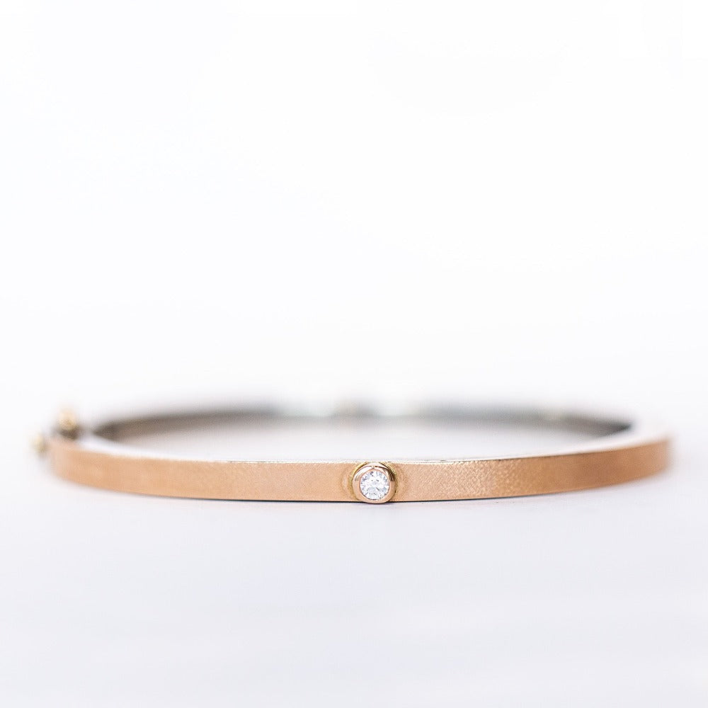 Junia 4mm Silver, Rose Gold and Diamond Bangle