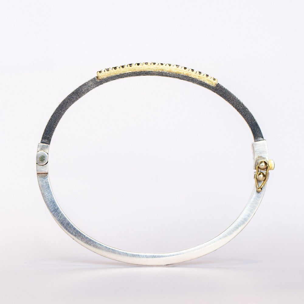 Zoe 2.5mm Silver, Gold and Diamond Bangle