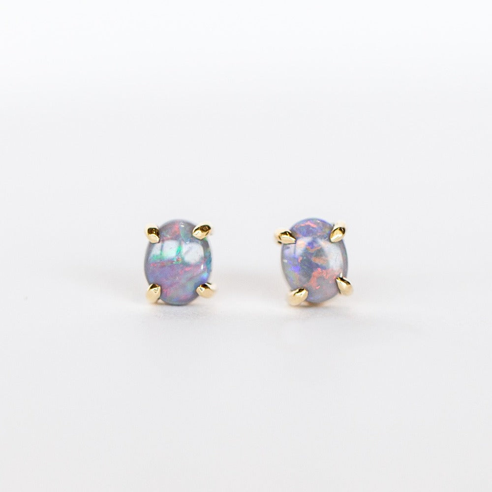 Dark Australian Opal Stud Earrings
