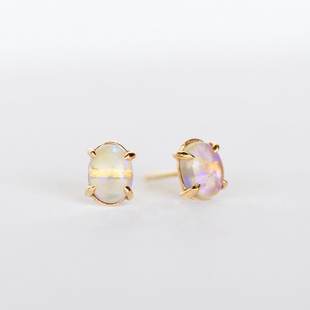 Petite Baleine | Oval Australian Opal Stud Earrings