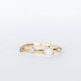 Moonstone, Sapphire and Diamond Dots Ring