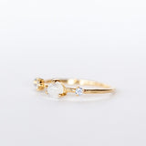 Moonstone, Sapphire and Diamond Dots Ring