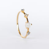 Moonstone, Sapphire and Diamond Dots Ring