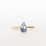 Pear Blue Flash Opal Twist Ring
