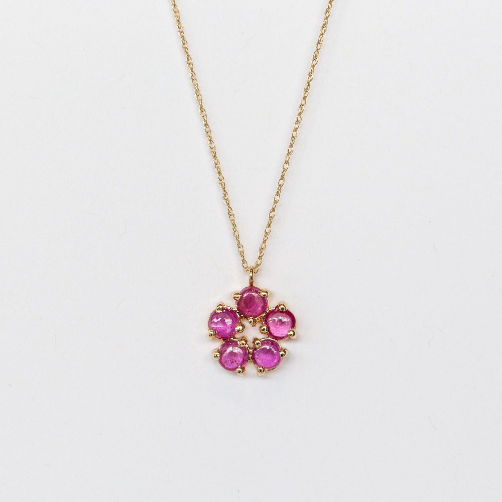 Large Ruby Daisy Flower Necklace