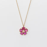 Large Ruby Daisy Flower Necklace