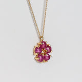 Large Ruby Daisy Flower Necklace
