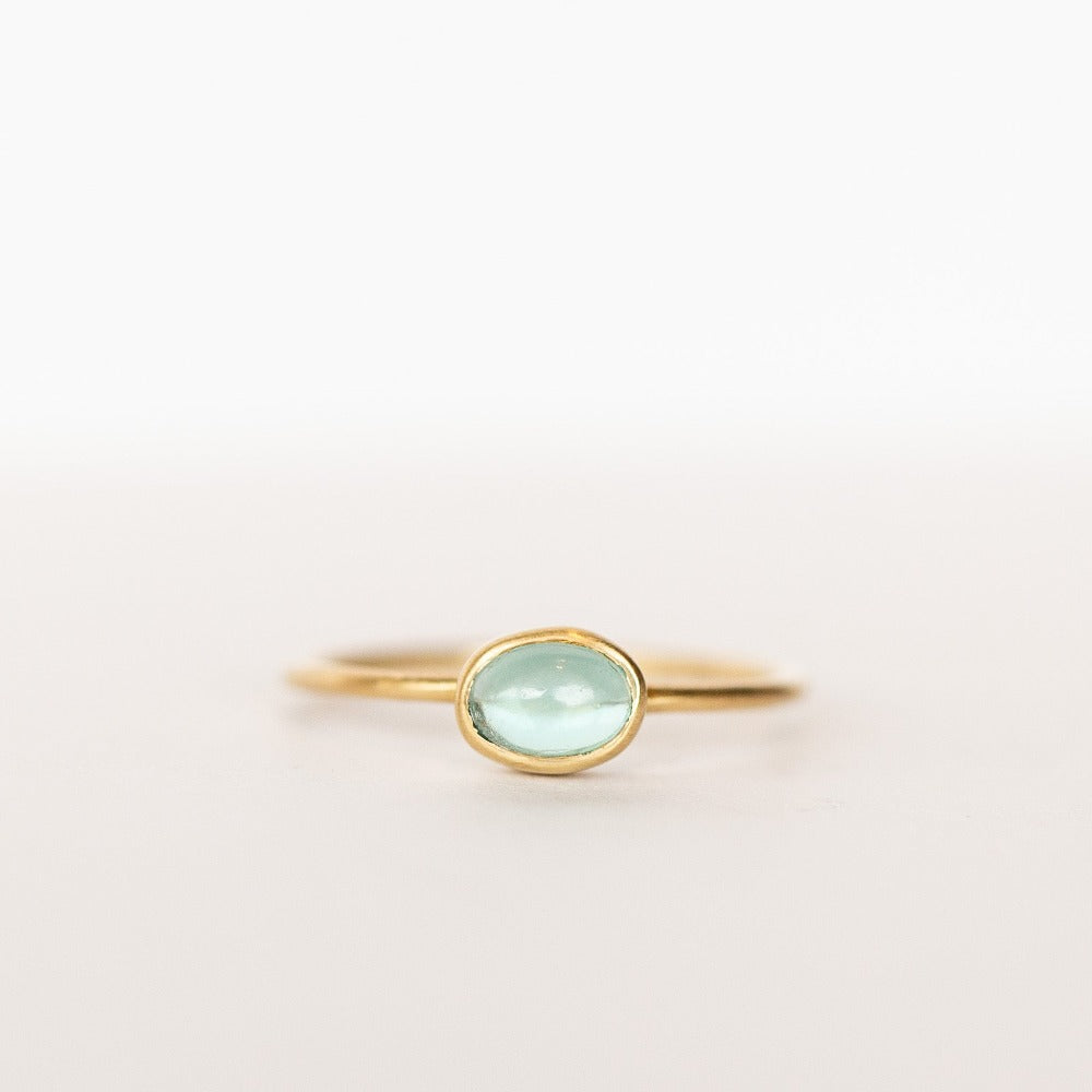 Small Oval Apatite Cabochon Ring