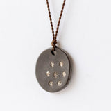Blackened Sterling Disc Diamonds Necklace