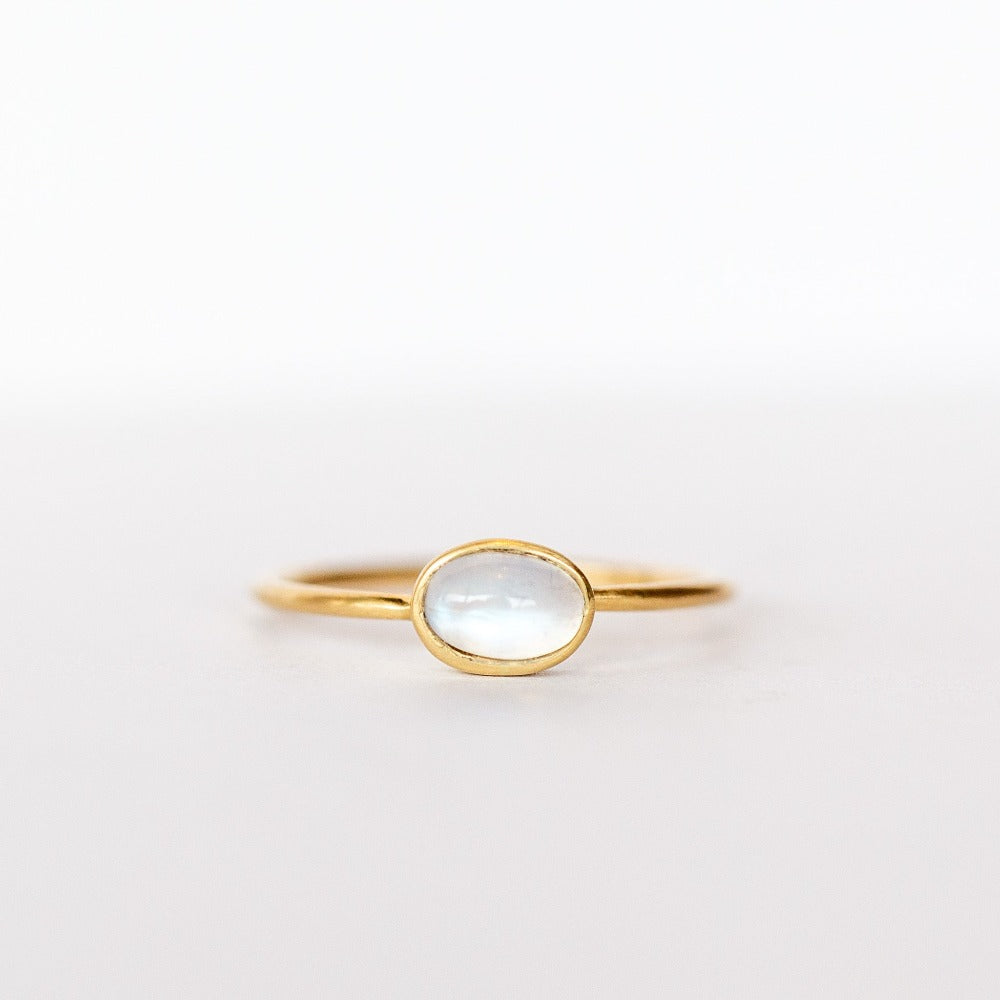 Oval Small Moonstone Cabochon Ring