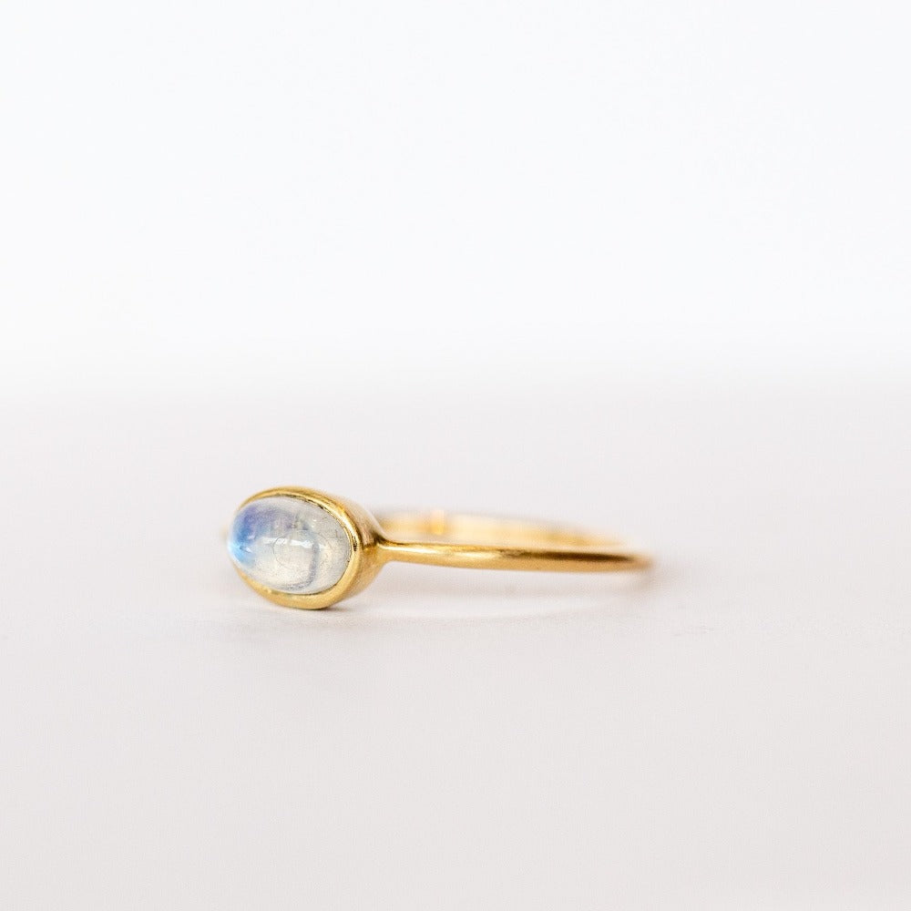 Oval Small Moonstone Cabochon Ring