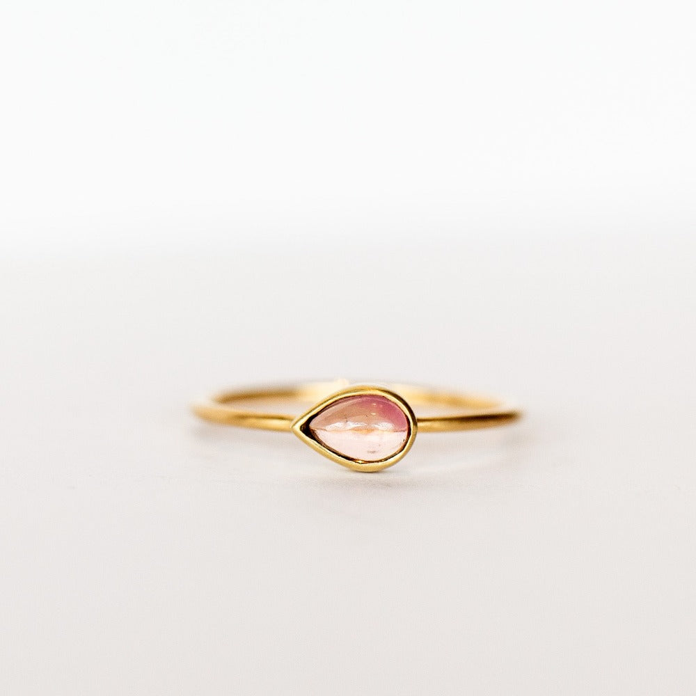 Small Teardrop Pink Tourmaline Ring